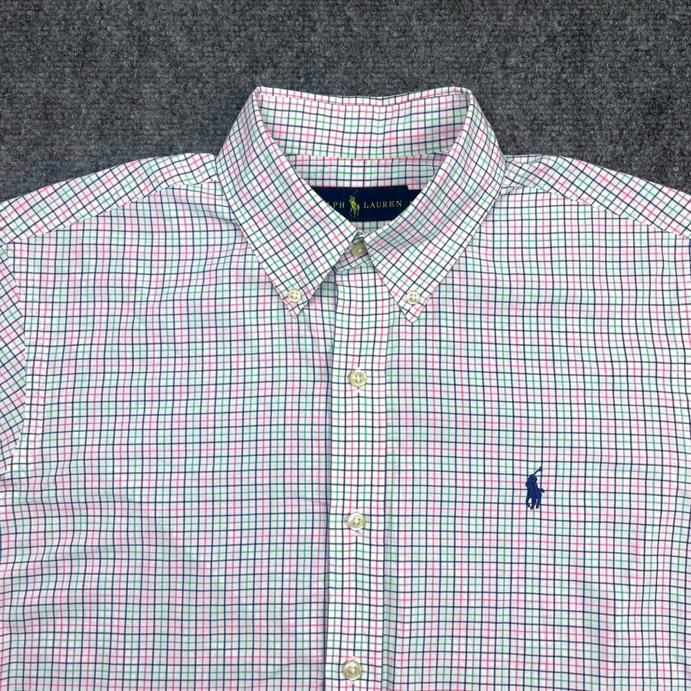 Polo RalphLauren Men Tattersall Check Oxford Shirt Blue Green Pink Medium Pastel